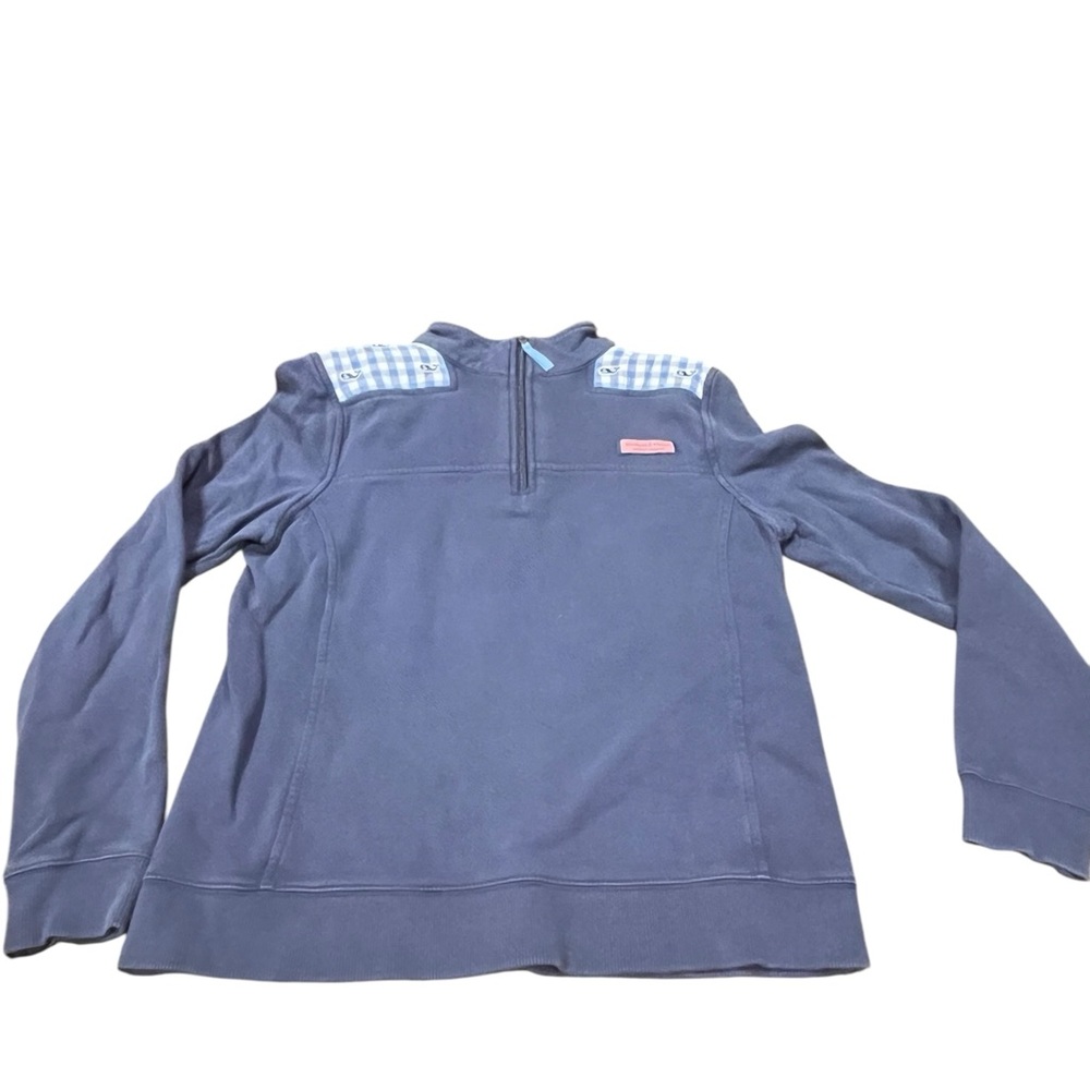 Vineyard Vines Women’s XS Blue Gingham Patch 1/4 Zip Pullover 100% Cotton
